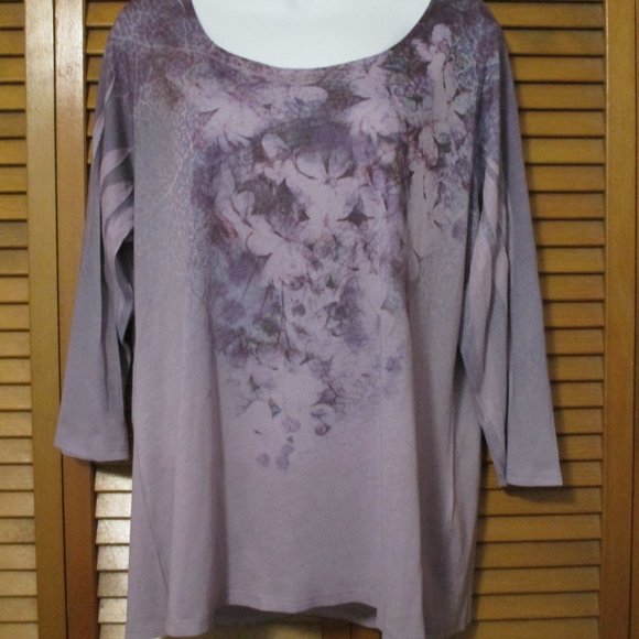 Coldwater Creek Tops - Coldwater Creek stretchy 3/4 length sleeves lavender lightweight top size XL